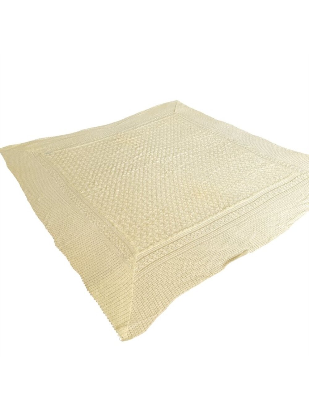 May Co Baby Infant Blanket Yellow Crocheted in Scotland Vintage 1940s